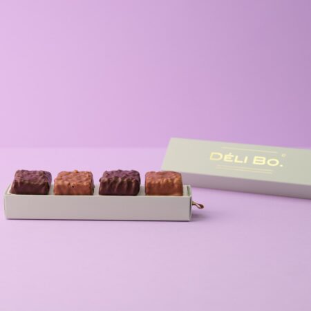 Coffret de 4 rochers pralinés Déli Bo, 2 au lait et 2 noirs – chocolaterie à Nice